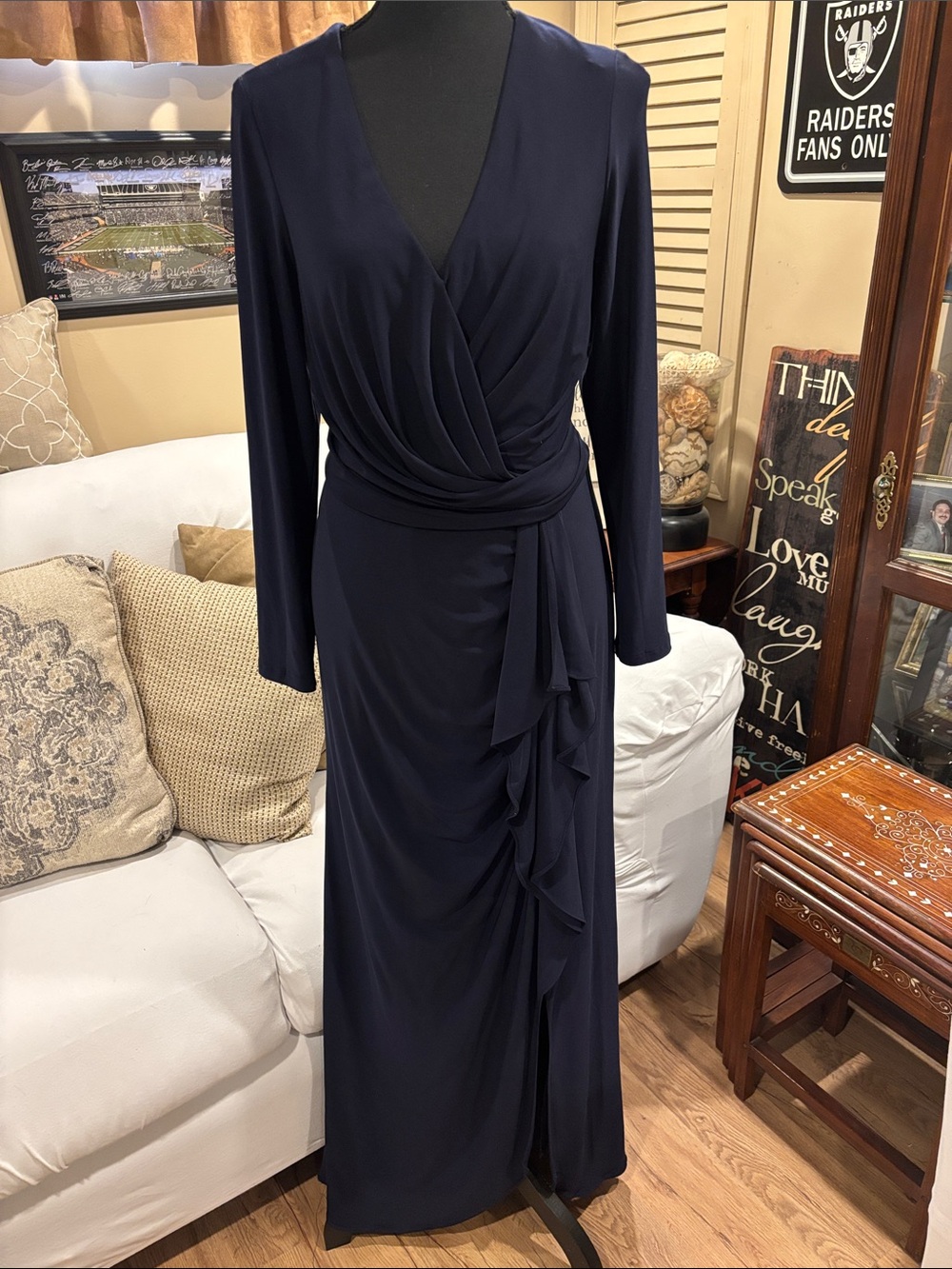Women’s Navy long sleeve gown,
